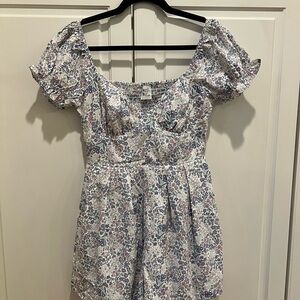 Princess Polly Floral Jumpsuit - White and Purple